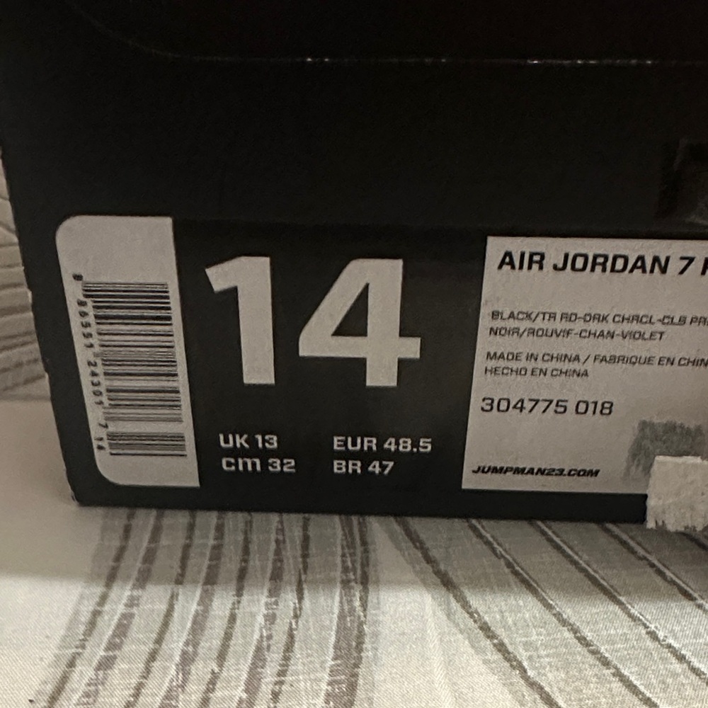 Jordan Air 7 Black and Violet Athletic Shoes - Picture 6 of 13